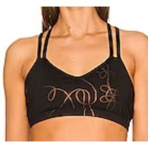 Beyond Yoga Double Back Sports Bra Black with Yoga Swirl Size XL Training
